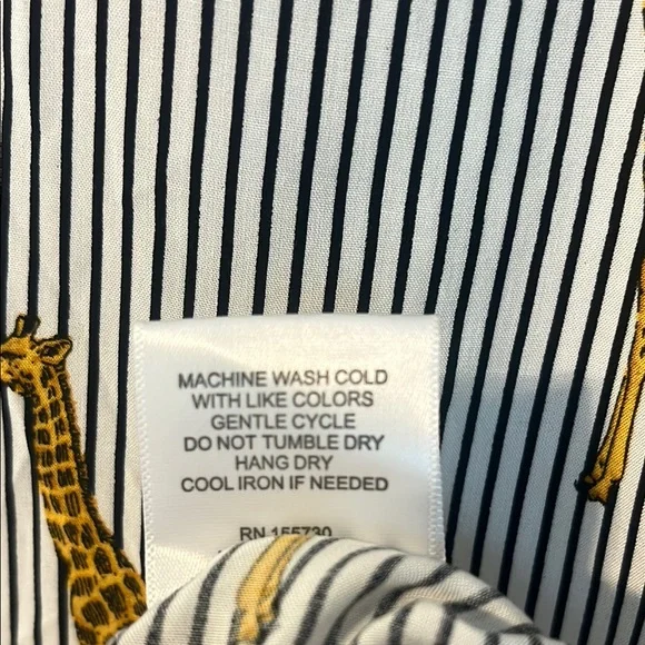 Jane and Delancey Black and white Striped Giraffe  Button Down Shirt - Picture 7 of 11